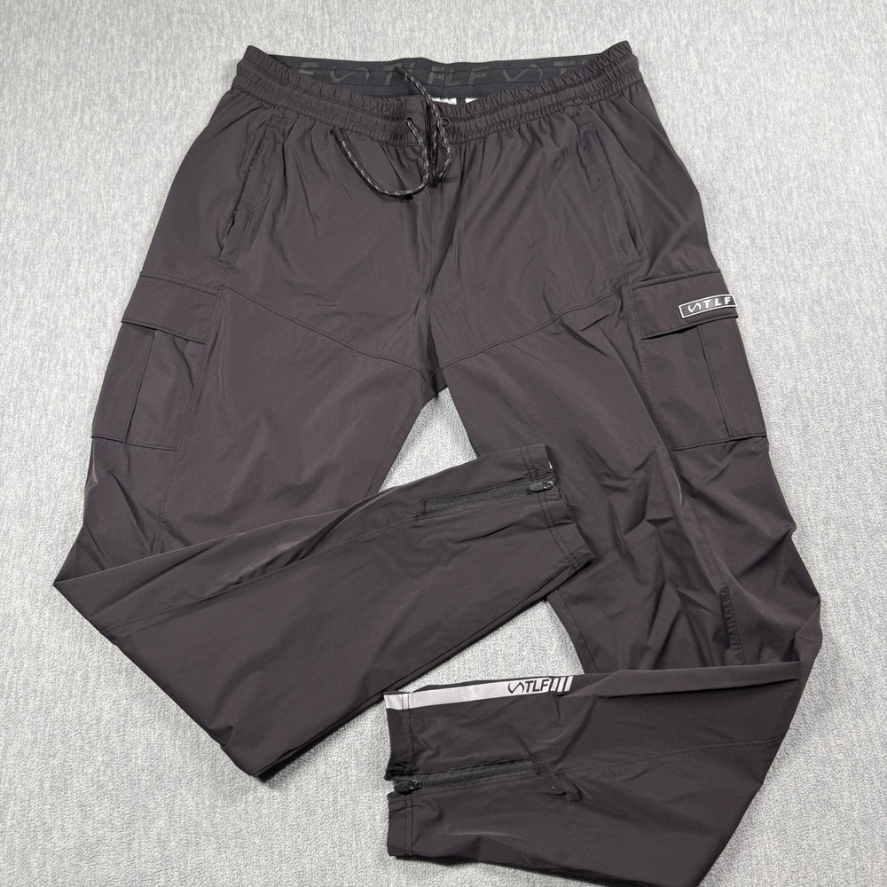 TLF Pants Mens 2XL Black Take Life Further Cargo Athletic Zipper Ankle Track Jog